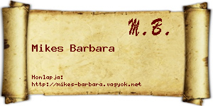 Mikes Barbara névjegykártya